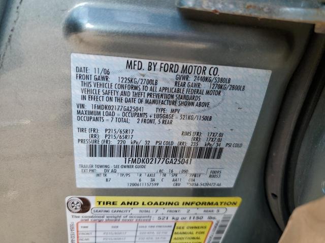 Photo 14 from auction – 2007 FORD FREESTYLE with VIN 1FMDK02177GA25041