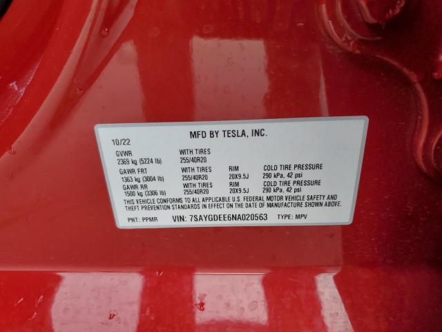 Photo 14 from auction – 2022 TESLA MODEL Y with VIN 7SAYGDEE6NA020563