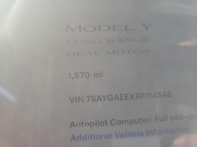 Photo 9 from auction – 2024 TESLA MODEL Y with VIN 7SAYGAEEXRF114548