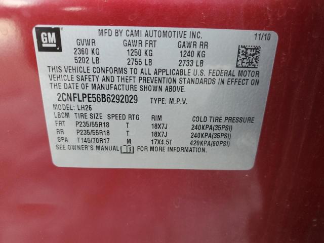 Photo 14 from auction – 2011 CHEVROLET EQUINOX LT with VIN 2CNFLPE56B6292029