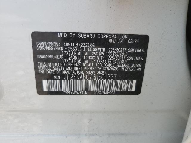 Photo 14 from auction – 2024 SUBARU FORESTER with VIN JF2SKABC7RH501337