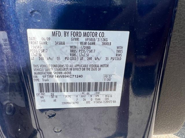 Photo 10 from auction – 2009 FORD F150 with VIN 1FTRF14W89KC71240