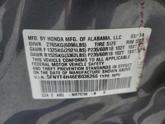 Photo 14 from auction – 2014 HONDA PILOT EX with VIN 5FNYF4H46EB036266