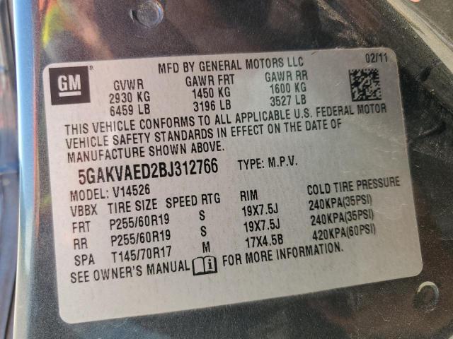 Photo 14 from auction – 2011 BUICK ENCLAVE CX with VIN 5GAKVAED2BJ312766
