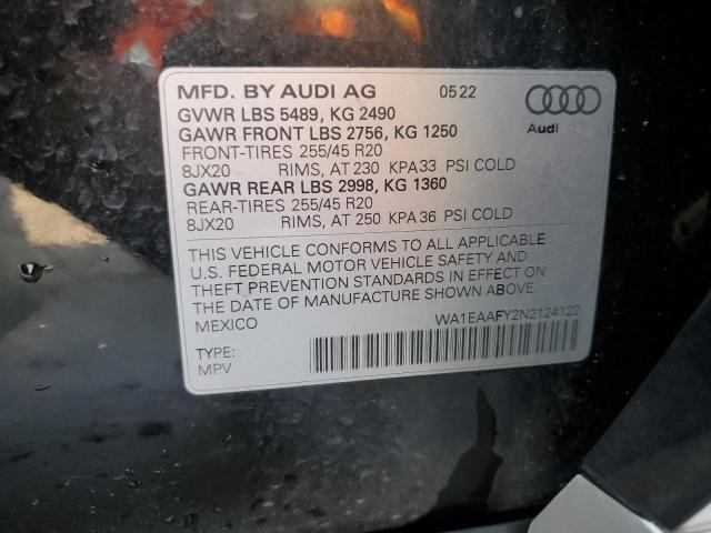 Photo 14 from auction – 2022 AUDI Q5 PREMIUM with VIN WA1EAAFY2N2124122