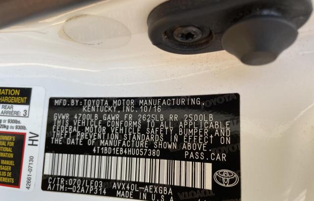 Photo 10 from auction – 2017 TOYOTA AVALON HYB with VIN 4T1BD1EB4HU057380