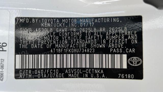 Photo 10 from auction – 2017 TOYOTA CAMRY LE with VIN 4T1BF1FK0HU734823