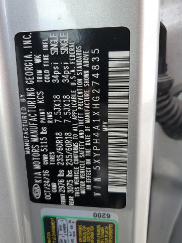 Photo 14 from auction – 2017 KIA SORENTO EX with VIN 5XYPH4A1XHG274835
