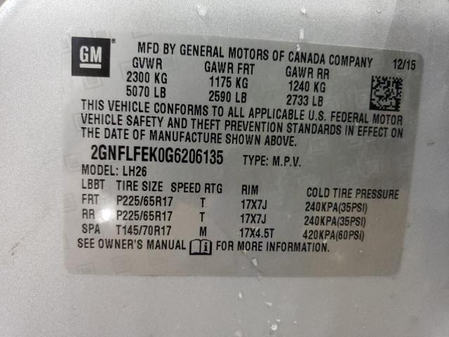 Photo 14 from auction – 2016 CHEVROLET EQUINOX LT with VIN 2GNFLFEK0G6206135