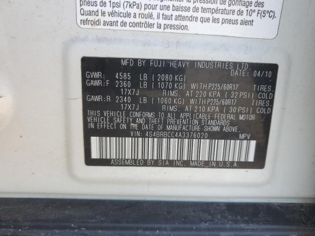 Photo 14 from auction – 2010 SUBARU OUTBACK with VIN 4S4BRBCC4A3376020