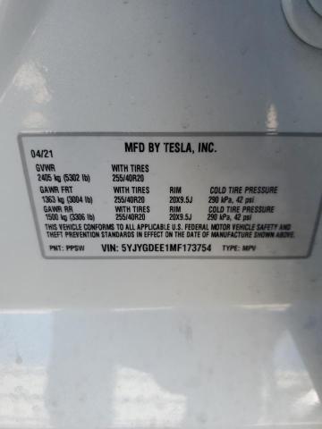 Photo 14 from auction – 2021 TESLA MODEL Y with VIN 5YJYGDEE1MF173754