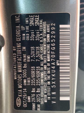 Photo 14 from auction – 2015 KIA SORENTO EX with VIN 5XYKU4A70FG652992
