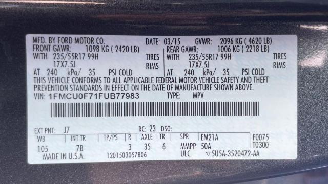 Photo 10 from auction – 2015 FORD ESCAPE S with VIN 1FMCU0F71FUB77983