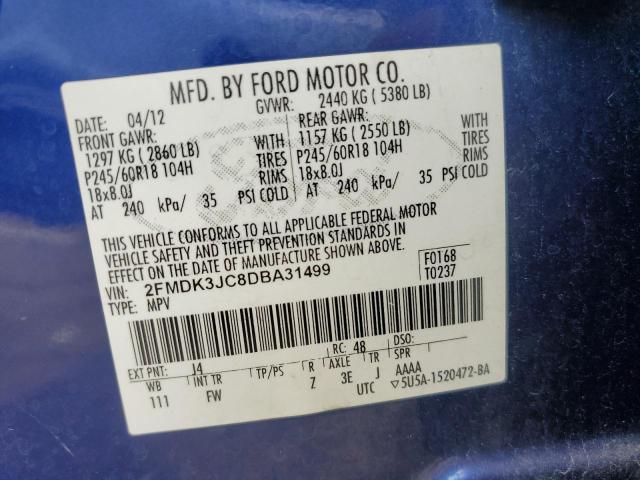 Photo 14 from auction – 2013 FORD EDGE SEL with VIN 2FMDK3JC8DBA31499