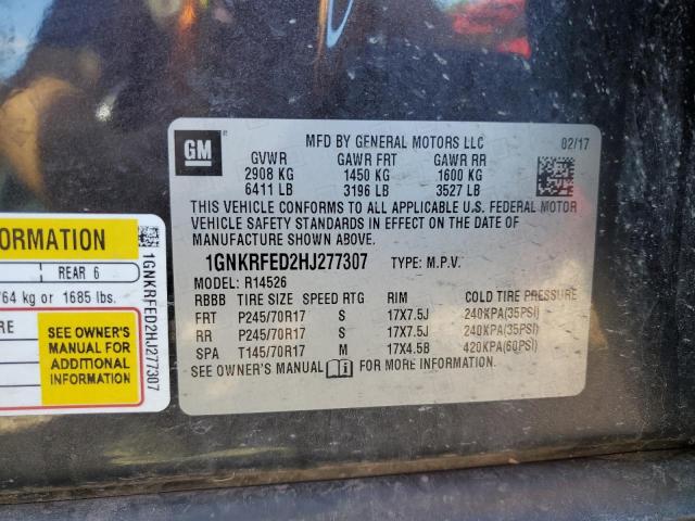 Photo 14 from auction – 2017 CHEVROLET TRAVERSE L with VIN 1GNKRFED2HJ277307