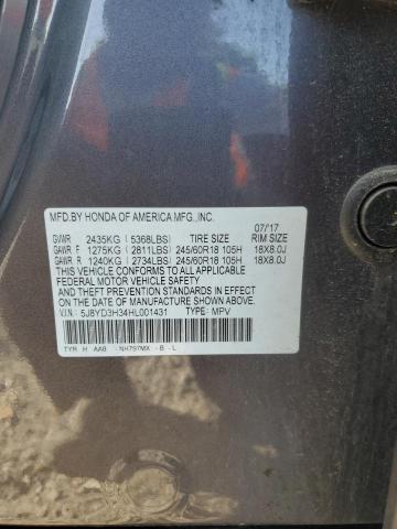 Photo 14 from auction – 2017 ACURA MDX with VIN 5J8YD3H34HL001431