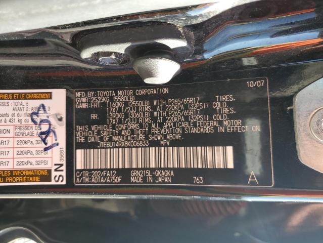 Photo 14 from auction – 2008 TOYOTA 4RUNNER SR with VIN JTEBU14RX8K006833