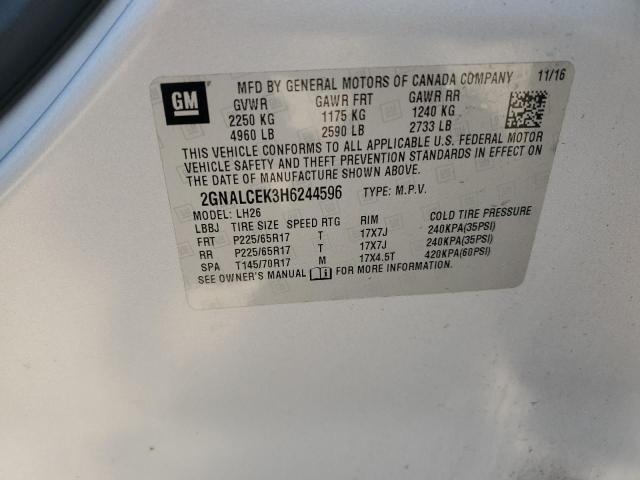 Photo 14 from auction – 2017 CHEVROLET EQUINOX LT with VIN 2GNALCEK3H6244596