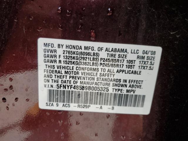 Photo 14 from auction – 2009 HONDA PILOT EXL with VIN 5FNYF48589B005325