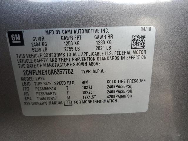 Photo 14 from auction – 2010 CHEVROLET EQUINOX LT with VIN 2CNFLNEY0A6357762