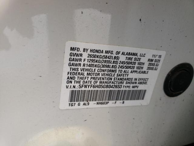 Photo 14 from auction – 2016 HONDA PILOT ELIT with VIN 5FNYF6H05GB042653