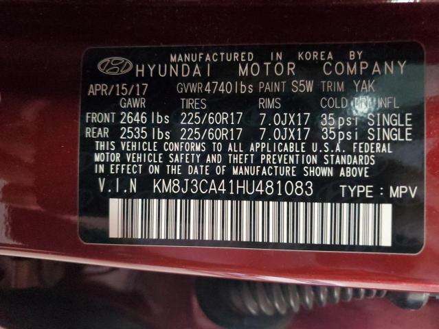 Photo 14 from auction – 2017 HYUNDAI TUCSON LIM with VIN KM8J3CA41HU481083