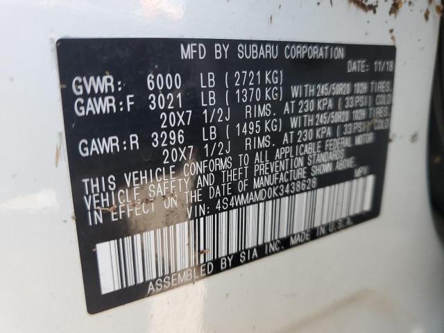 Photo 14 from auction – 2019 SUBARU ASCENT LIM with VIN 4S4WMAMD0K3438628
