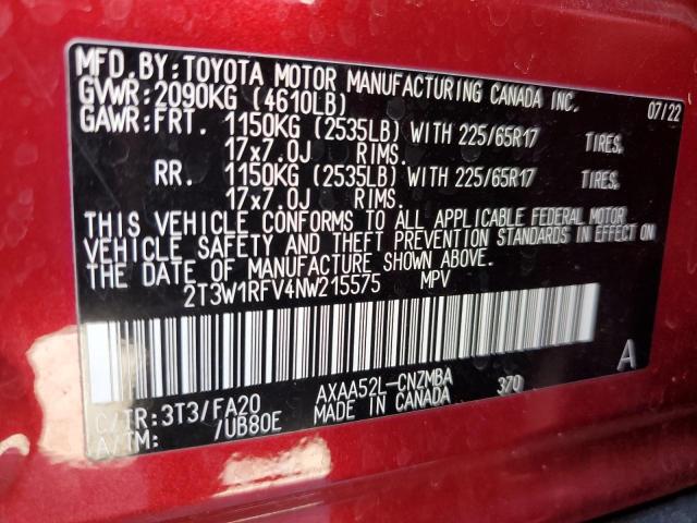 Photo 14 from auction – 2022 TOYOTA RAV4 XLE with VIN 2T3W1RFV4NW215575
