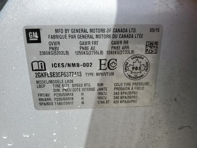 Photo 14 from auction – 2015 GMC TERRAIN SL with VIN 2GKFLSE35F6377413