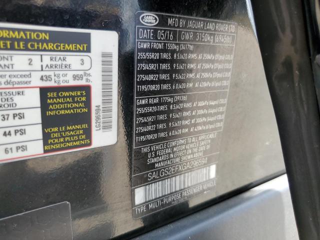 Photo 14 from auction – 2016 LAND ROVER RANGE ROVE with VIN SALGS2EFXGA296594