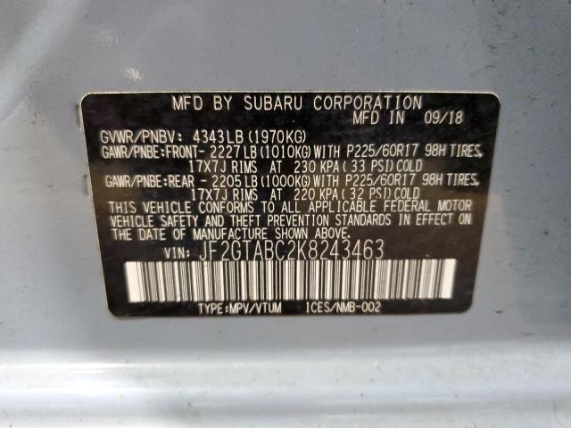Photo 14 from auction – 2019 SUBARU CROSSTREK with VIN JF2GTABC2K8243463