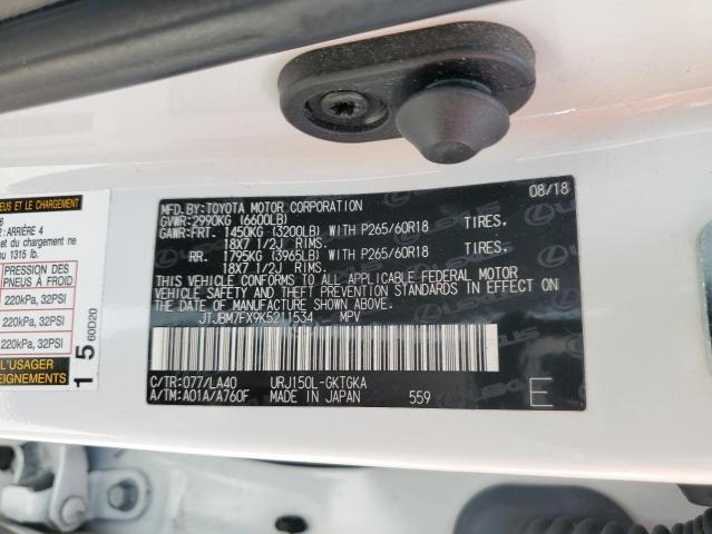 Photo 14 from auction – 2019 LEXUS GX 460 with VIN JTJBM7FX9K5211534