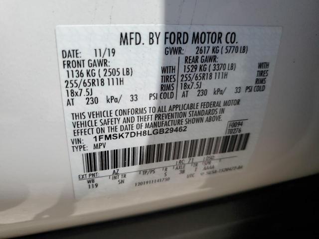 Photo 14 from auction – 2020 FORD EXPLORER X with VIN 1FMSK7DH8LGB29462