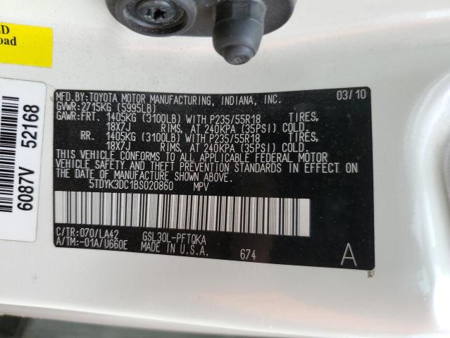 Photo 14 from auction – 2011 TOYOTA SIENNA XLE with VIN 5TDYK3DC1BS020860