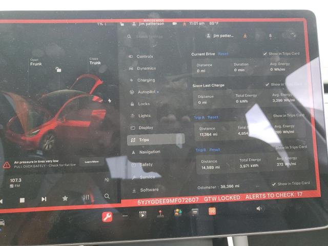 Photo 9 from auction – 2021 TESLA MODEL Y with VIN 5YJYGDEE9MF072607