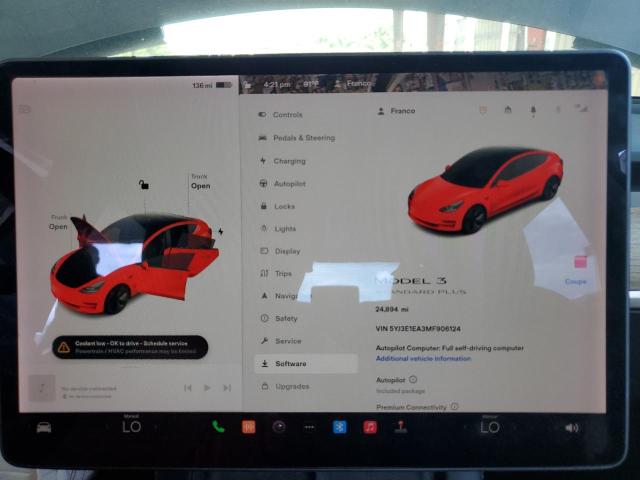Photo 9 from auction – 2021 TESLA MODEL 3 with VIN 5YJ3E1EA3MF906124