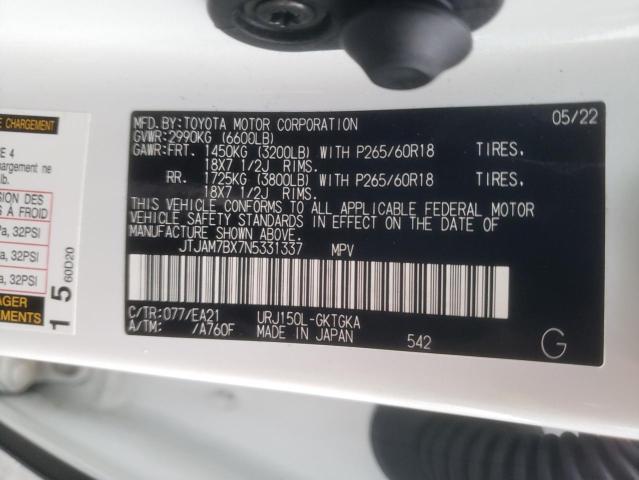 Photo 14 from auction – 2022 LEXUS GX 460 with VIN JTJAM7BX7N5331337