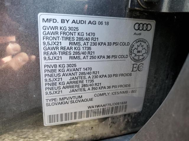 Photo 14 from auction – 2018 AUDI Q7 TECHNIK with VIN WA1WAAF75JD051838