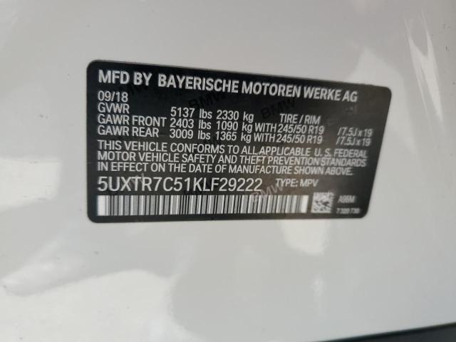 Photo 14 from auction – 2019 BMW X3 SDRIVE3 with VIN 5UXTR7C51KLF29222
