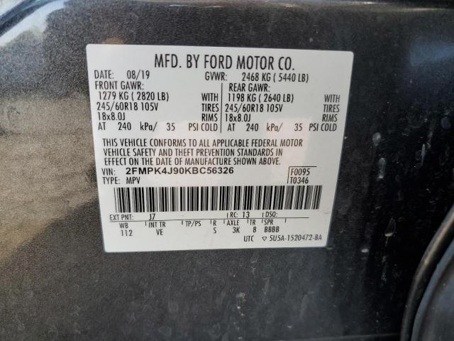 Photo 14 from auction – 2019 FORD EDGE SEL with VIN 2FMPK4J90KBC56326