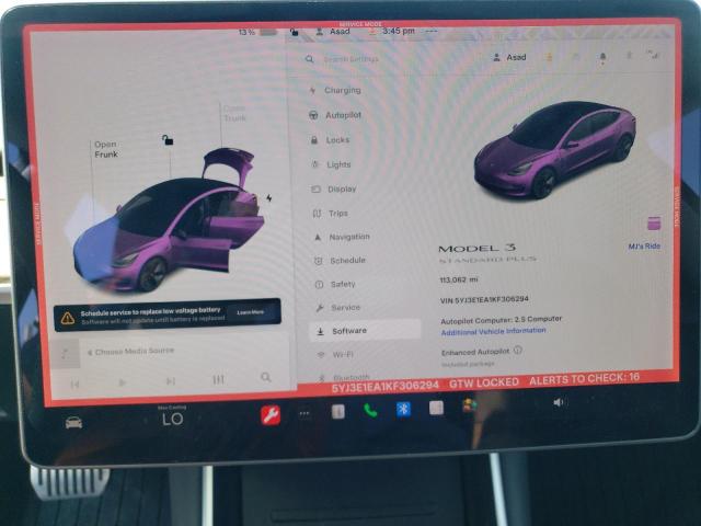 Photo 9 from auction – 2019 TESLA MODEL 3 with VIN 5YJ3E1EA1KF306294