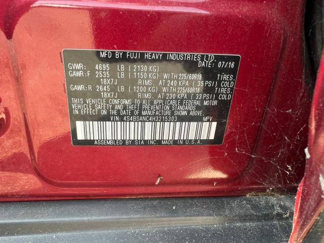 Photo 10 from auction – 2017 SUBARU OUTBACK 2. with VIN 4S4BSANC4H3215303