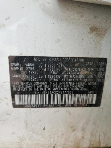 Photo 14 from auction – 2023 SUBARU OUTBACK PR with VIN 4S4BTACC2P3177925