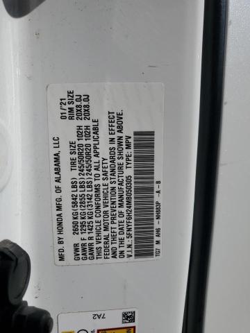 Photo 14 from auction – 2021 HONDA PILOT SE with VIN 5FNYF6H24MB050305
