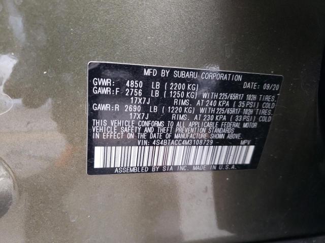 Photo 14 from auction – 2021 SUBARU OUTBACK with VIN 4S4BTACC4M3108729