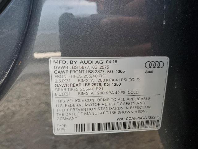 Photo 14 from auction – 2016 AUDI SQ5 PREMIU with VIN WA1CCAFP6GA138235