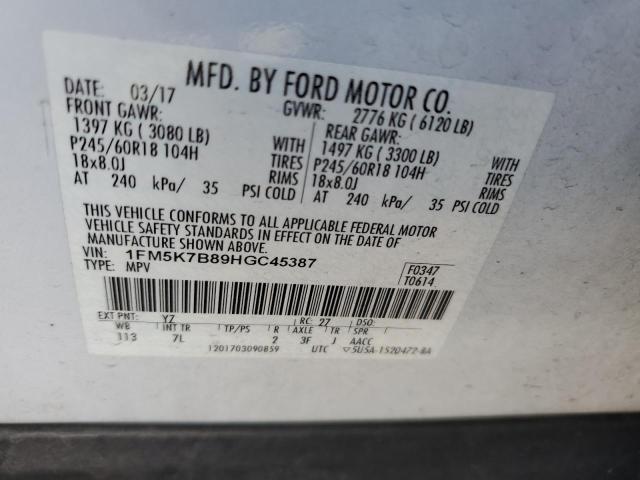 Photo 14 from auction – 2017 FORD EXPLORER with VIN 1FM5K7B89HGC45387