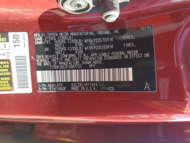Photo 14 from auction – 2015 TOYOTA SIENNA XLE with VIN 5TDDK3DC5FS097722
