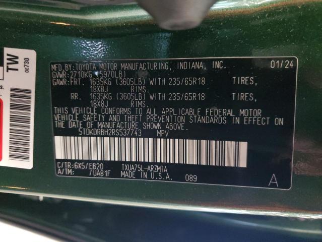 Photo 14 from auction – 2024 TOYOTA HIGHLANDER with VIN 5TDKDRBH2RS537743