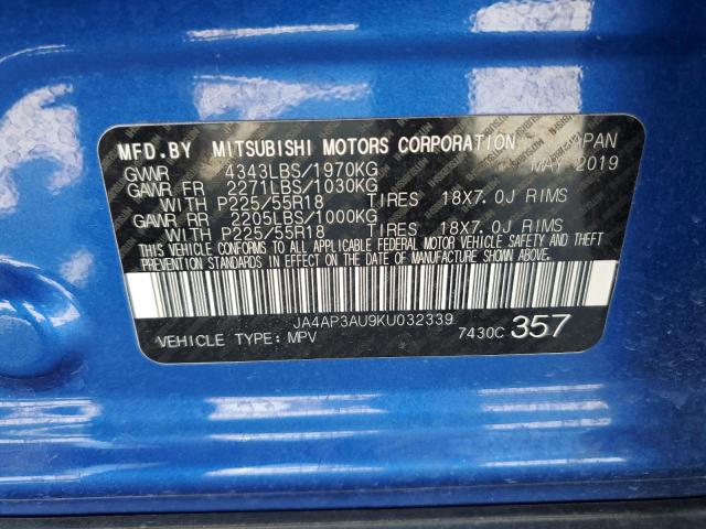 Photo 14 from auction – 2019 MITSUBISHI OUTLANDER with VIN JA4AP3AU9KU032339